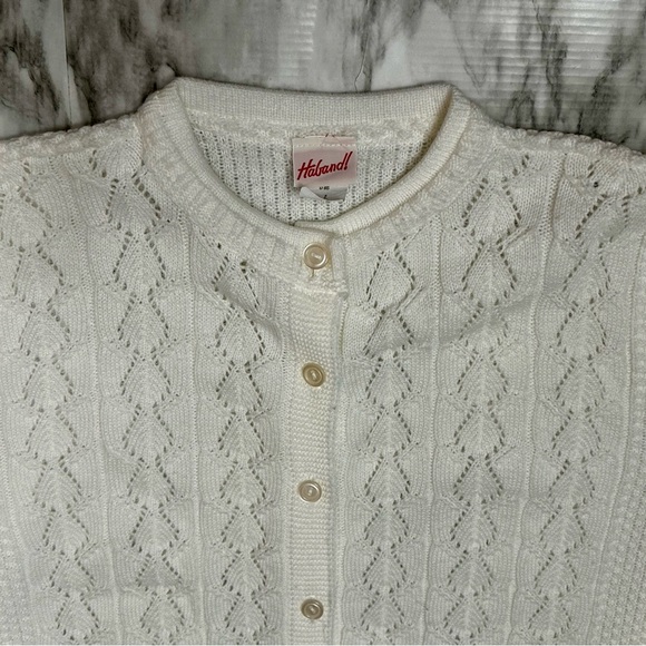 Cottagecore Coastal Grandma Womens Sz L White Button Up Cardigan Vintage Staple - Picture 9 of 10